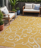 5' X 8' Yellow And Cream Floral Indoor Outdoor Area Rug