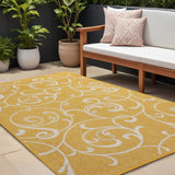 8' X 10' Yellow And Cream Floral Indoor Outdoor Area Rug