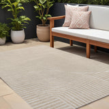 8' X 10' Beige And Cream Striped Indoor Outdoor Area Rug