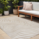 8' X 10' Beige And Cream Abstract Indoor Outdoor Area Rug