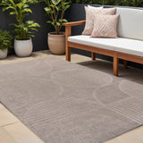 8' X 10' Taupe And Beige Striped Indoor Outdoor Area Rug