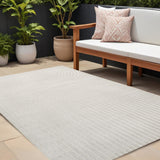 8' X 10' Ivory And Cream Striped Indoor Outdoor Area Rug