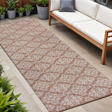8' Salmon And Cream Floral Indoor Outdoor Runner Rug
