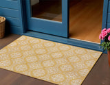 3' X 5' Yellow And Cream Floral Indoor Outdoor Area Rug