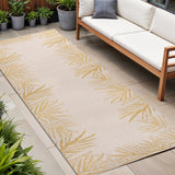 8' Yellow And Cream Floral Indoor Outdoor Runner Rug