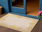 3' X 5' Yellow And Cream Floral Indoor Outdoor Area Rug