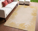 4' X 6' Yellow And Cream Floral Indoor Outdoor Area Rug