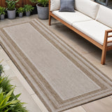 8' Beige And Cream Indoor Outdoor Runner Rug