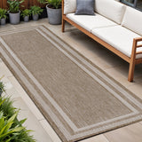 8' Beige And Cream Indoor Outdoor Runner Rug