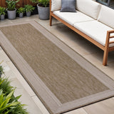 8' Beige And Cream Indoor Outdoor Runner Rug