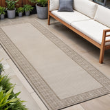 8' Cream And Beige Indoor Outdoor Runner Rug
