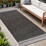 8' Black And Cream Indoor Outdoor Runner Rug