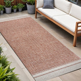 8' Salmon And Cream Indoor Outdoor Runner Rug