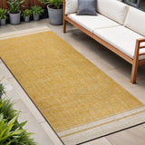 8' Yellow And Cream Indoor Outdoor Runner Rug