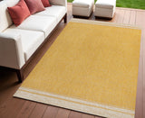 4' X 6' Yellow And Cream Indoor Outdoor Area Rug
