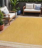 5' X 8' Yellow And Cream Indoor Outdoor Area Rug