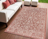 4' X 6' Red And Taupe Medallion Indoor Outdoor Area Rug