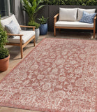 5' X 8' Red And Taupe Medallion Indoor Outdoor Area Rug