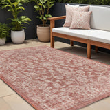 8' X 10' Red And Taupe Medallion Indoor Outdoor Area Rug