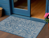 3' X 5' Navy Blue And Gray Medallion Indoor Outdoor Area Rug