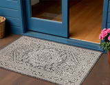 3' X 5' Gray And Black Medallion Indoor Outdoor Area Rug