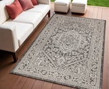 4' X 6' Gray And Black Medallion Indoor Outdoor Area Rug