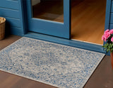 3' X 5' Gray And Navy Blue Medallion Indoor Outdoor Area Rug