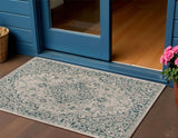 3' X 5' Gray And Teal Blue Medallion Indoor Outdoor Area Rug
