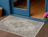 3' X 5' Gray And Black Medallion Indoor Outdoor Area Rug