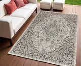4' X 6' Gray And Black Medallion Indoor Outdoor Area Rug
