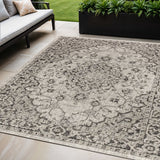 5' X 8' Gray And Black Medallion Indoor Outdoor Area Rug