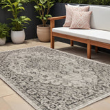 8' X 10' Gray And Black Medallion Indoor Outdoor Area Rug