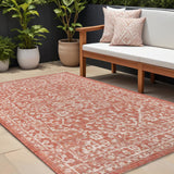 8' X 10' Red And Taupe Medallion Indoor Outdoor Area Rug