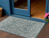 3' X 5' Teal Blue And Gray Medallion Indoor Outdoor Area Rug
