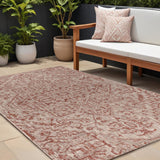 8' X 10' Red And Taupe Medallion Indoor Outdoor Area Rug