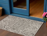 3' X 5' Black And Gray Medallion Indoor Outdoor Area Rug