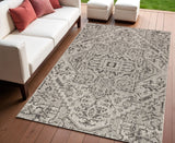 4' X 6' Black And Gray Medallion Indoor Outdoor Area Rug