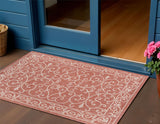 3' X 5' Red And Beige Medallion Indoor Outdoor Area Rug