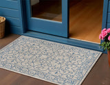 3' X 5' Gray And Navy Blue Medallion Indoor Outdoor Area Rug