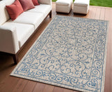 4' X 6' Gray And Navy Blue Medallion Indoor Outdoor Area Rug