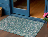 3' X 5' Teal Blue And Gray Medallion Indoor Outdoor Area Rug