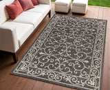 4' X 6' Black And Gray Medallion Indoor Outdoor Area Rug