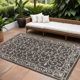 8' X 10' Black And Gray Medallion Indoor Outdoor Area Rug