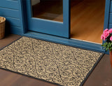 3' X 5' Black And Khaki Geometric Indoor Outdoor Area Rug