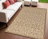 4' X 6' Beige And Brown Geometric Indoor Outdoor Area Rug