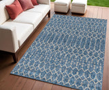 4' X 6' Navy Blue And Light Gray Trellis Indoor Outdoor Area Rug