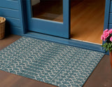 3' X 5' Teal Blue And Gray Trellis Indoor Outdoor Area Rug