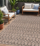 5' X 8' Natural And Black Trellis Indoor Outdoor Area Rug