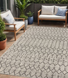 5' X 8' Light Gray And Black Trellis Indoor Outdoor Area Rug