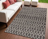4' X 6' Black And Gray Trellis Indoor Outdoor Area Rug
